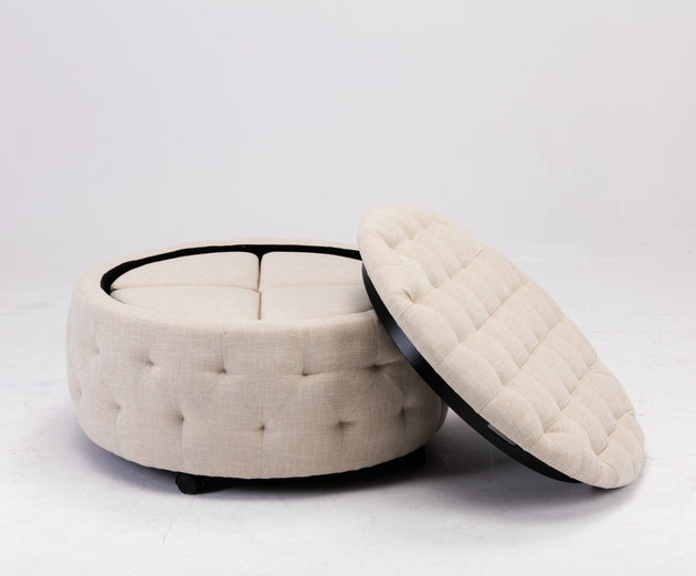 Royce 5 Piece Storage Ottoman - Cream - Furniture Depot (6861200031917)