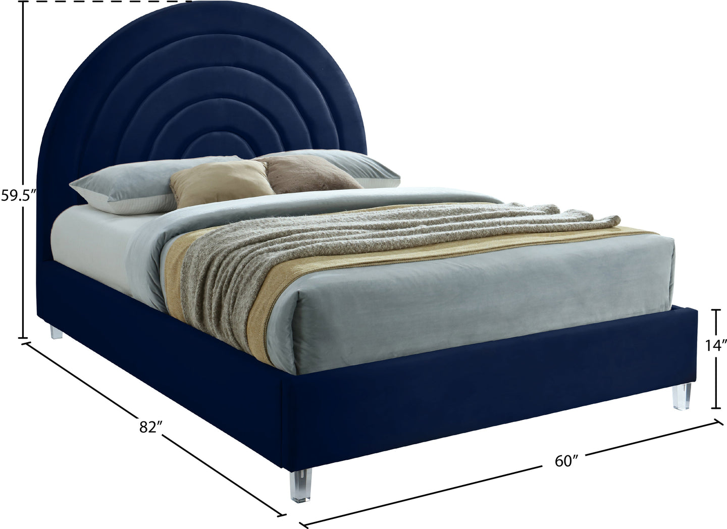 Rainbow Velvet Bed - Furniture Depot