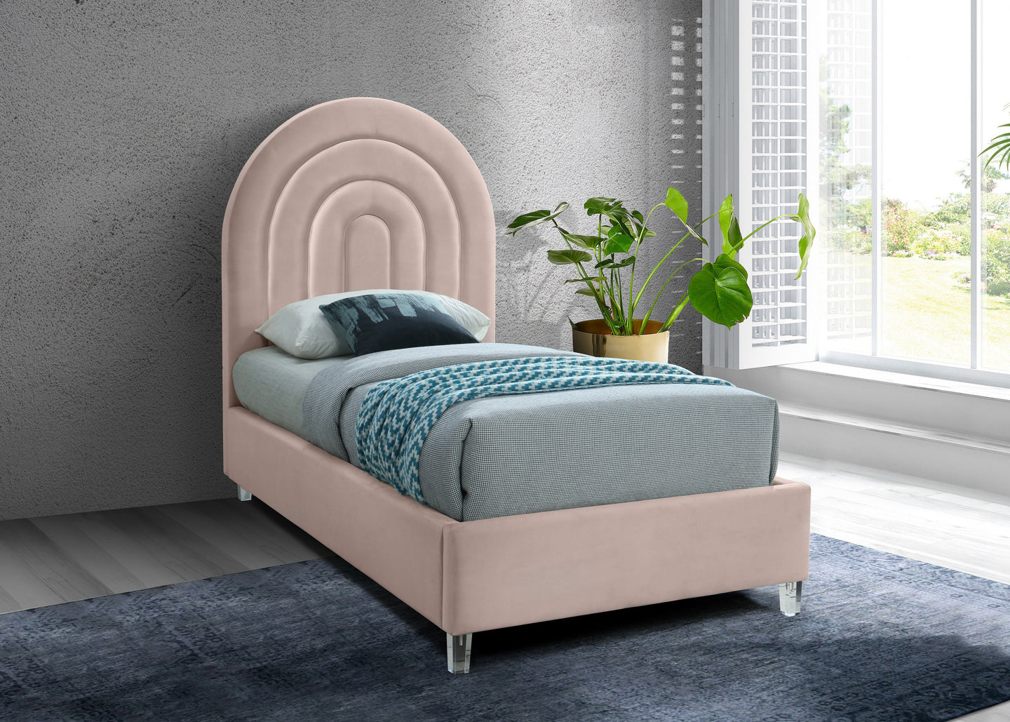 Rainbow Velvet Bed - Furniture Depot