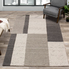 Load image into Gallery viewer, Ravine Cream Grey Rectangles Rug - Furniture Depot