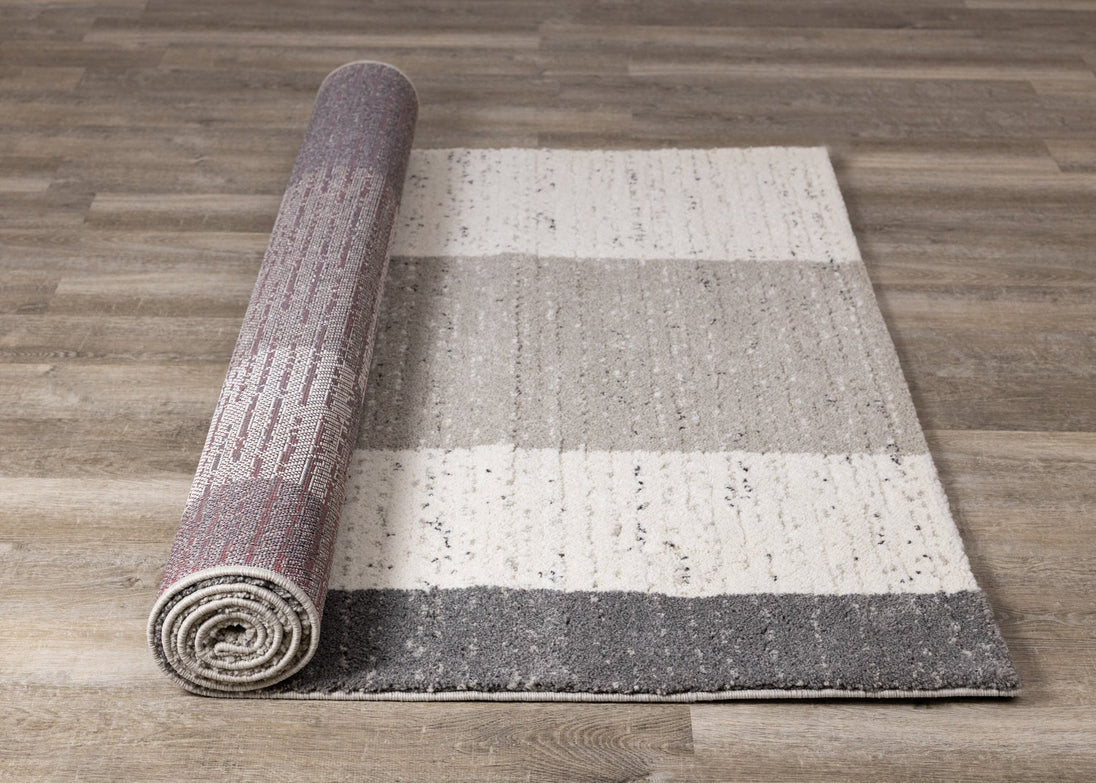 Ravine Cream Grey Rectangles Rug - Furniture Depot