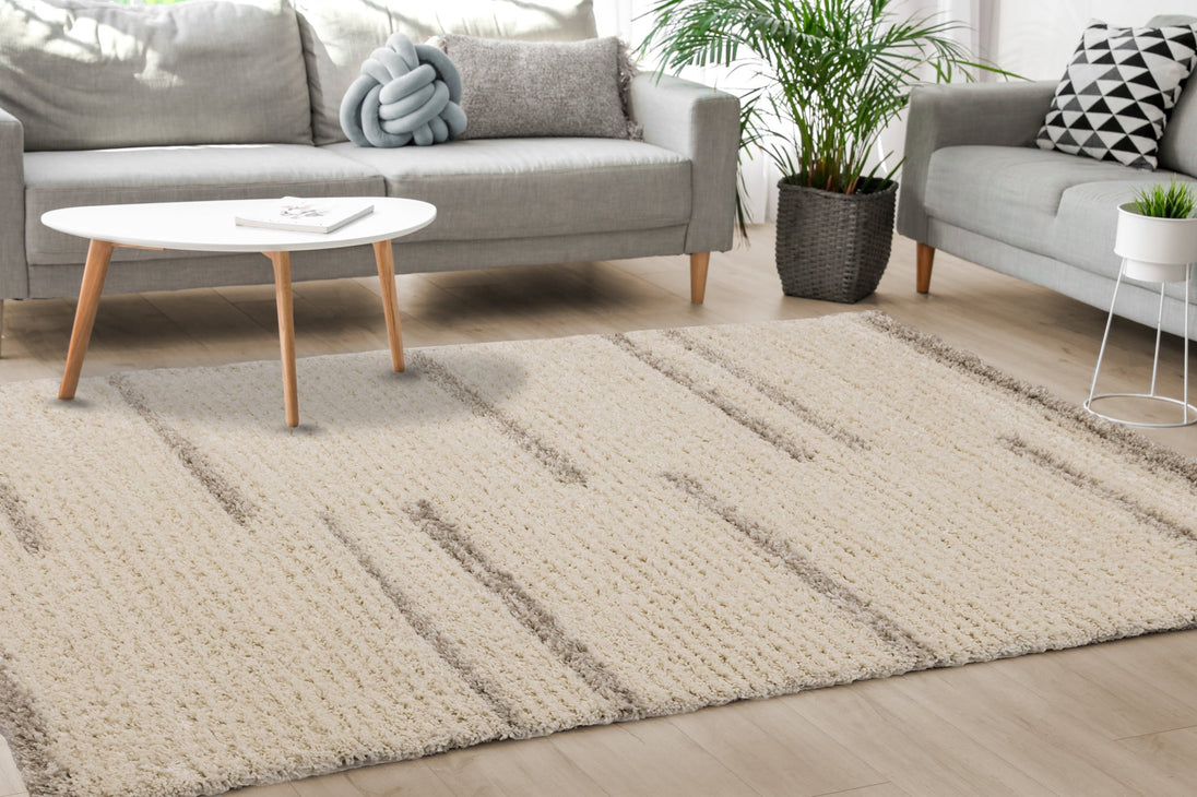 Rondo Cream Beige Shag Rug - Furniture Depot