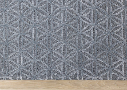 Royal Blue Handtufted Triangles Rug - Furniture Depot