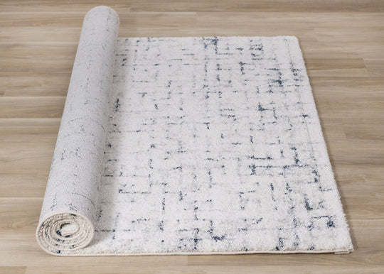 Sable Cream Blue Soft Grid Rug - Furniture Depot