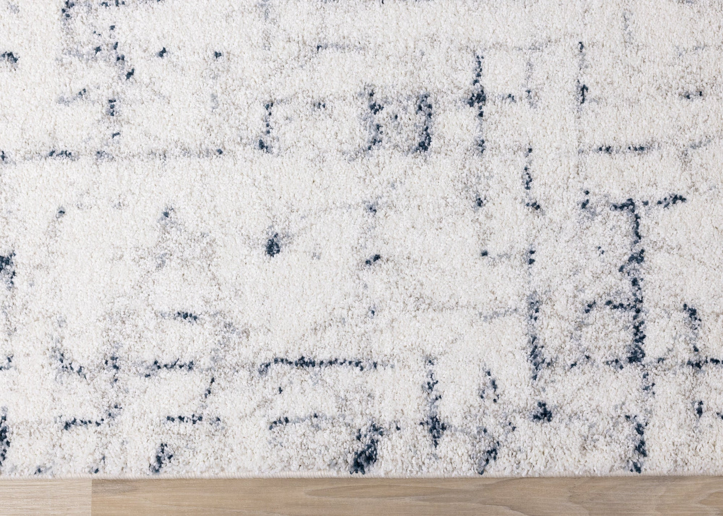 Sable Cream Blue Soft Grid Rug - Furniture Depot