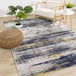 Saffron Cream Blue Smoothing Screen Rug - Furniture Depot