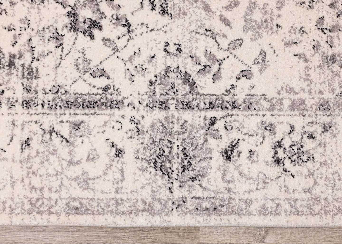 Safi Cream Grey Traditional Border Rug - Furniture Depot