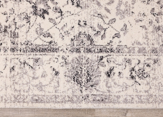 Safi Cream Grey Traditional Border Rug - Furniture Depot