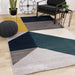 Safi Grey Blue Large Geometry Rug - Furniture Depot