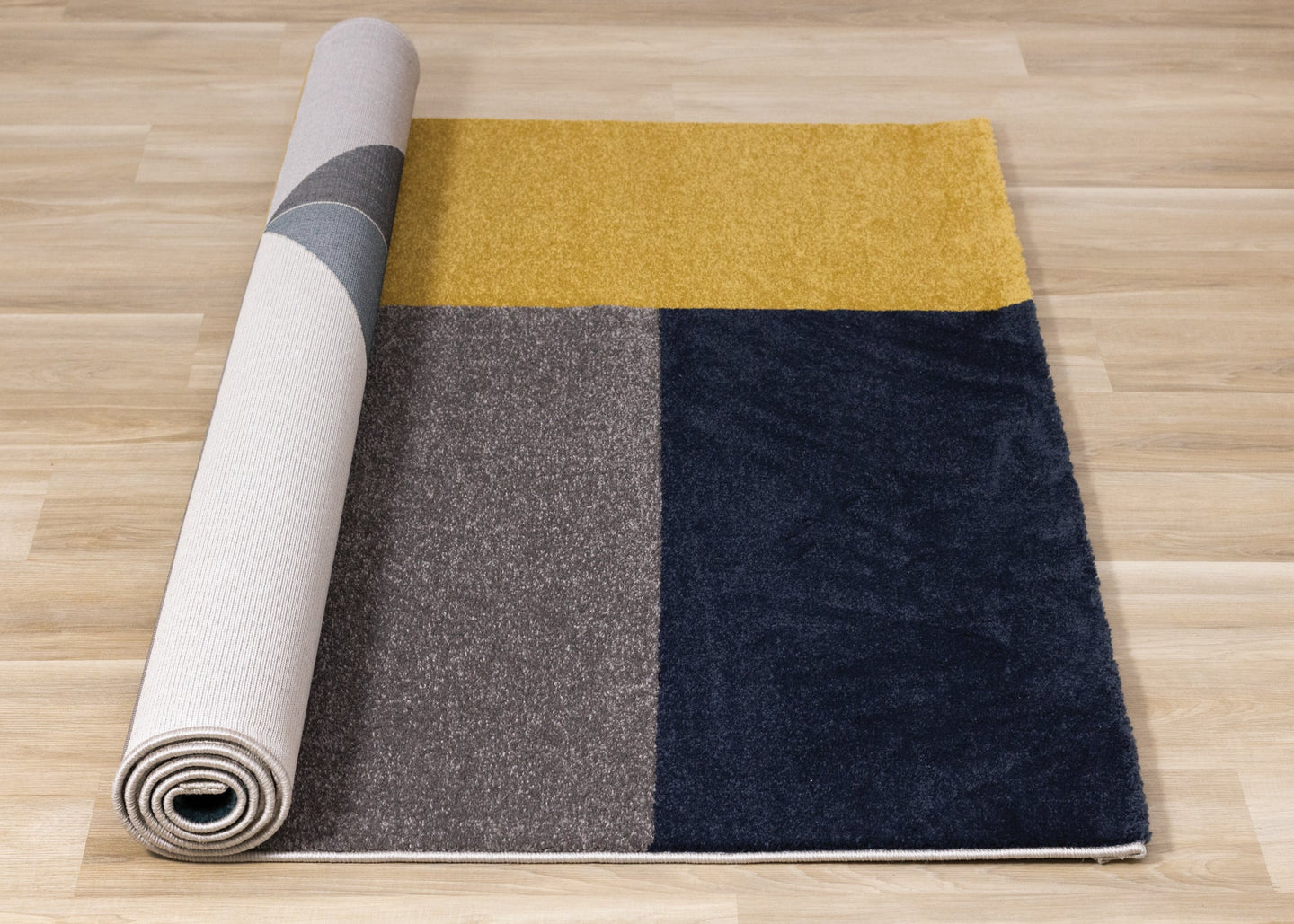 Safi Grey Blue Large Geometry Rug - Furniture Depot