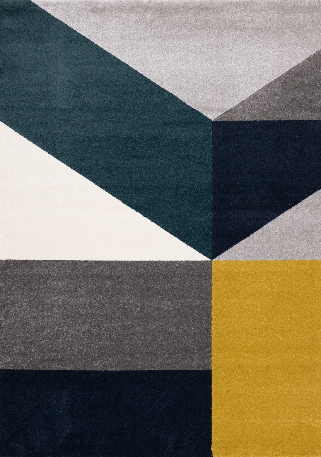 Safi Grey Blue Large Geometry Rug - Furniture Depot