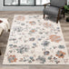 Safi Cream Grey Orange Floral Toile Rug - Furniture Depot