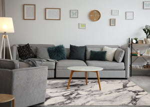Safi Cream Grey Marble Profile Rug - Furniture Depot