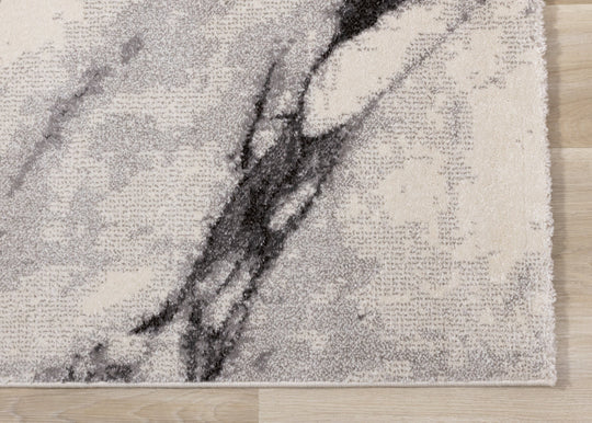 Safi Cream Grey Marble Profile Rug - Furniture Depot