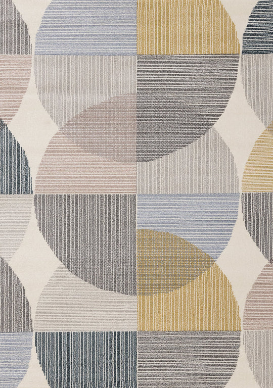 Safi Cream Grey Multicoloured Circles Rug - Furniture Depot