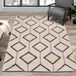 Safi Cream Black Diamonds on the Line Rug - Furniture Depot