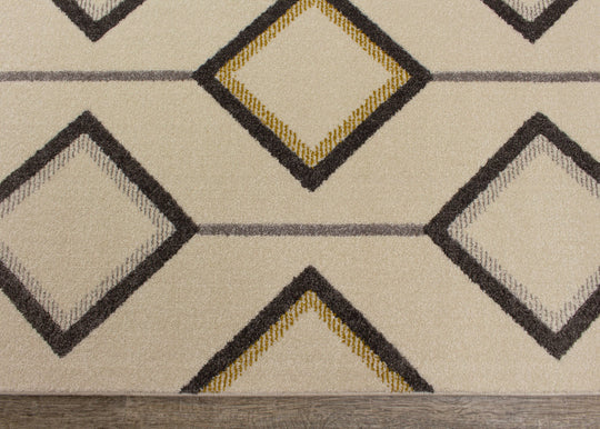 Safi Cream Black Diamonds on the Line Rug - Furniture Depot