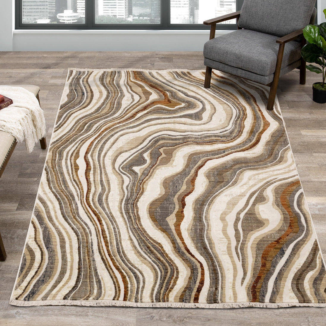 Samira Curvy Waves Rug - Furniture Depot