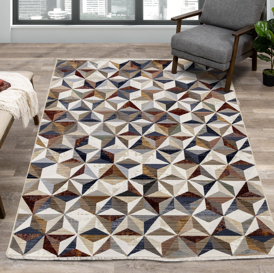 Samira Geometric Star Rug - Furniture Depot