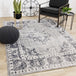 Sara Grey Black Elaborate Edging Rug - Furniture Depot