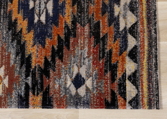 Sara Black Orange Bright Southwest Rug - Furniture Depot