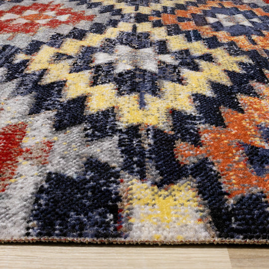 Sara Black Orange Bright Southwest Rug - Furniture Depot