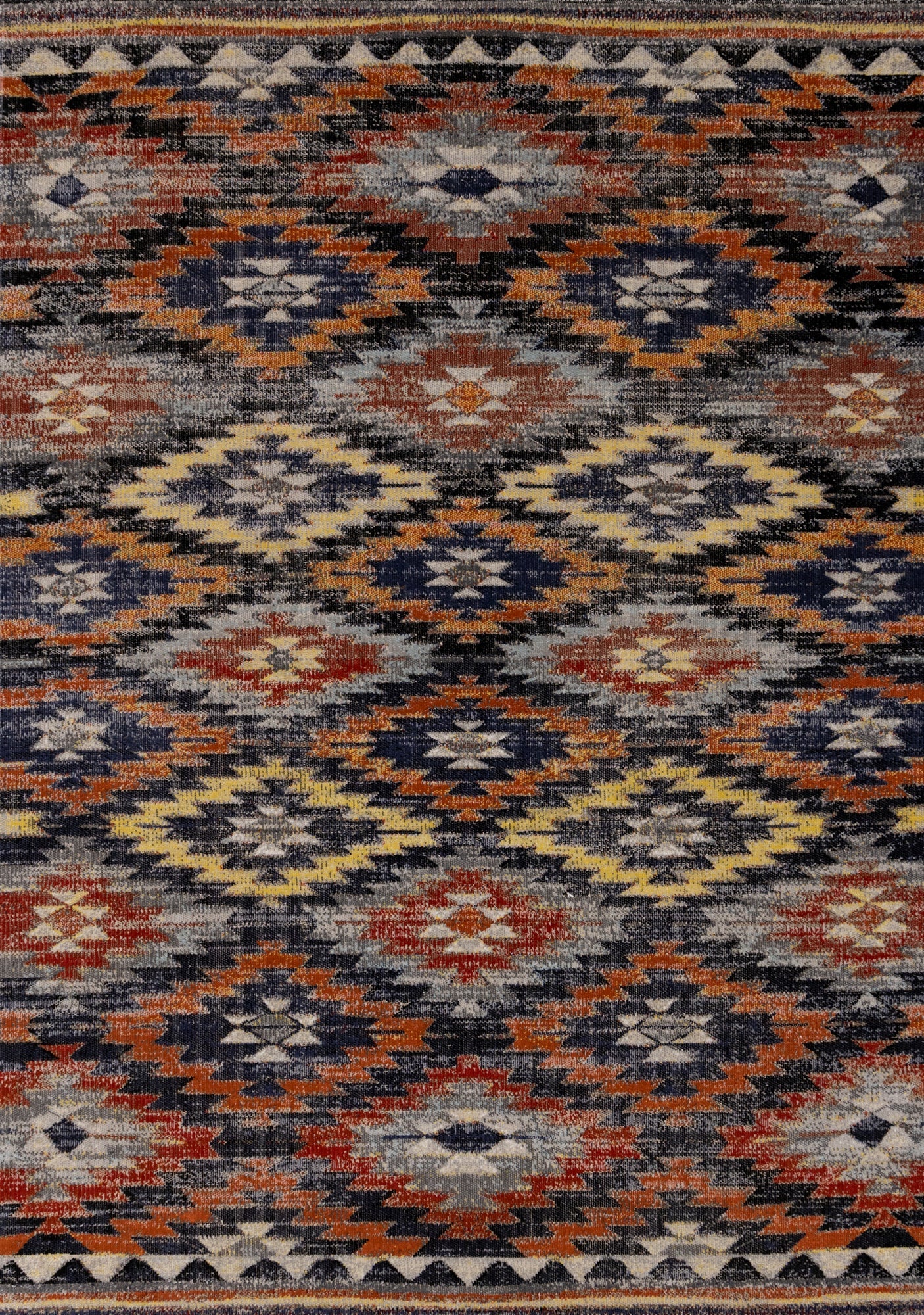 Sara Black Orange Bright Southwest Rug - Furniture Depot