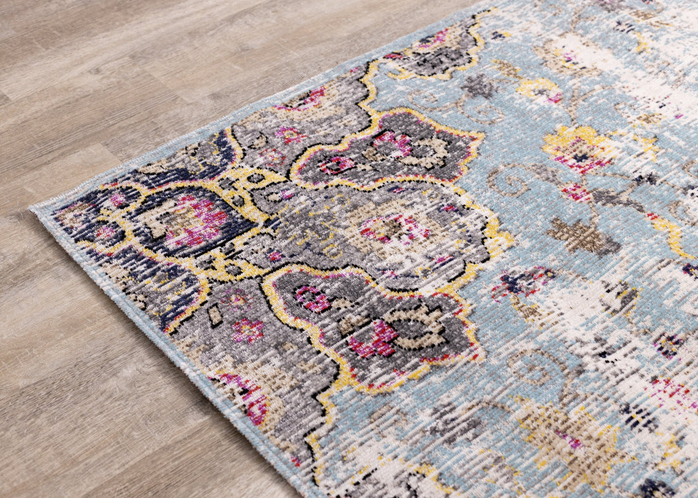 Sara Blue Yellow Jewel Centre Rug - Furniture Depot