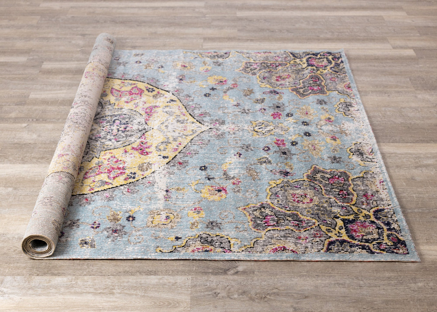 Sara Blue Yellow Jewel Centre Rug - Furniture Depot