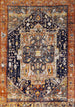 Sara Black Orange Ornate Border Rug - Furniture Depot