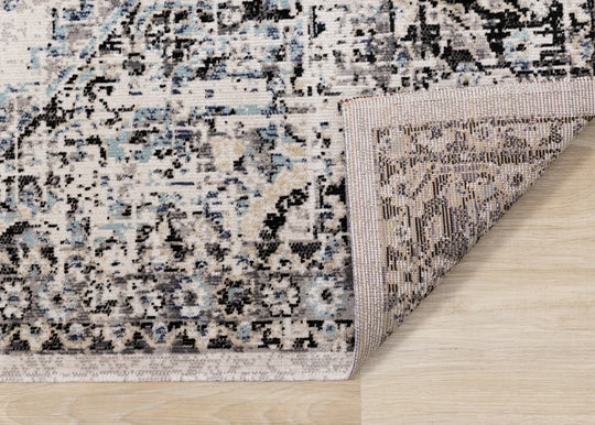 Sara Grey Blue Faded Border Rug - Furniture Depot