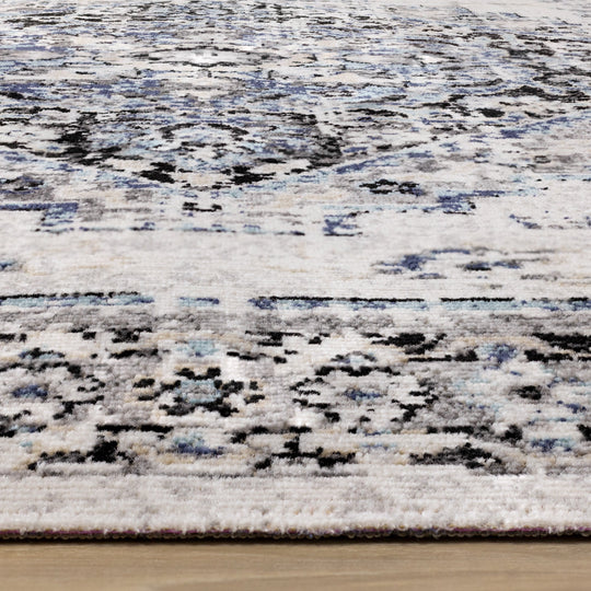 Sara Grey Blue Faded Border Rug - Furniture Depot