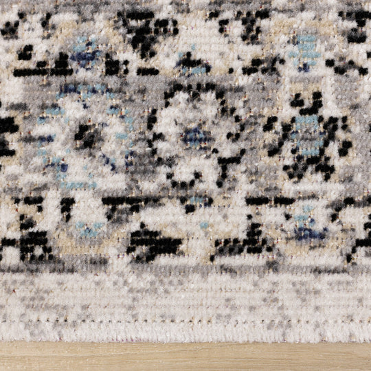 Sara Grey Blue Faded Border Rug - Furniture Depot