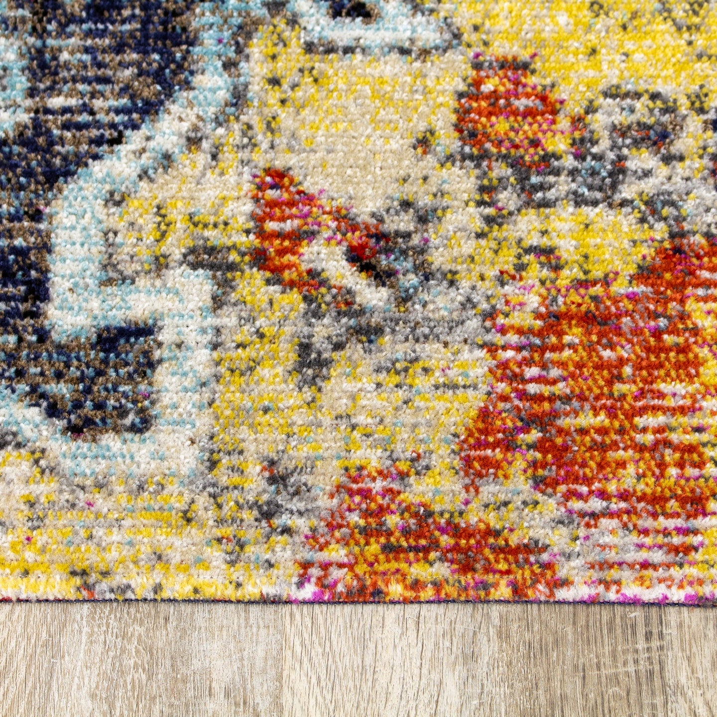 Sara Grey Blue Yellow Ornamental Rug - Furniture Depot