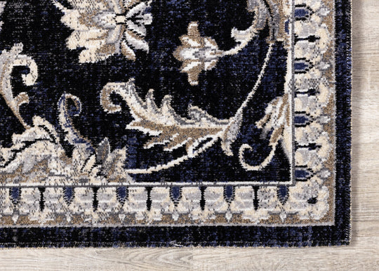 Sara Black Grey Elegant Traditional Rug - Furniture Depot