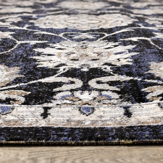 Sara Black Grey Elegant Traditional Rug - Furniture Depot