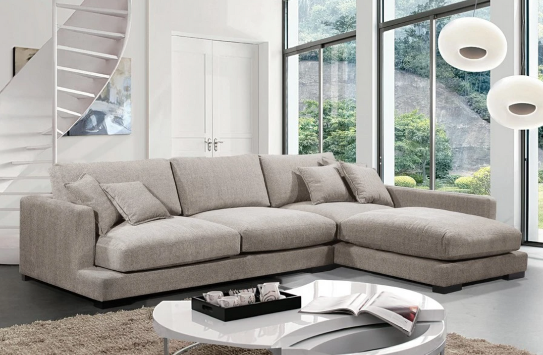 Benjamin RHF Sectional - Beige Linen - Furniture Depot