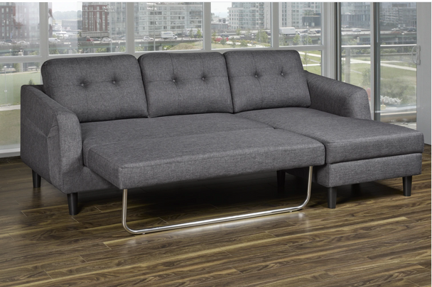 Katie RHF Sleeper Sectional - Grey Linen - Furniture Depot