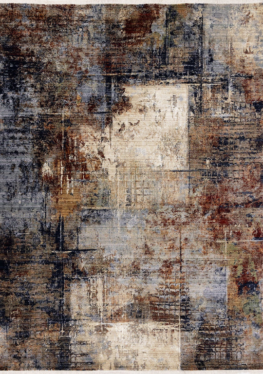 Serene Red Blue Beige Layered Distressed Rug - Furniture Depot