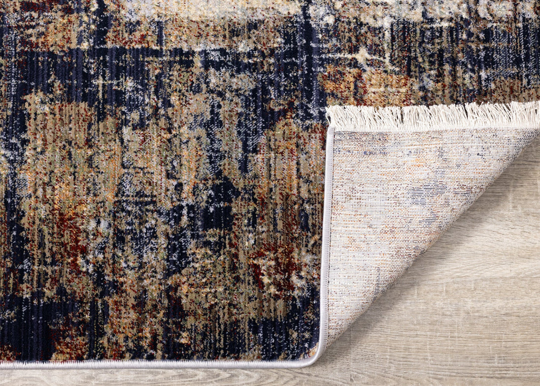 Serene Red Blue Beige Layered Distressed Rug - Furniture Depot