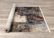 Serene Red Blue Beige Layered Distressed Rug - Furniture Depot