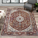 Serene Red Cream Classic Border Rug - Furniture Depot