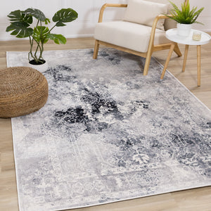 Sidra Blue Grey Chic Transitional Soft Touch Rug - Furniture Depot