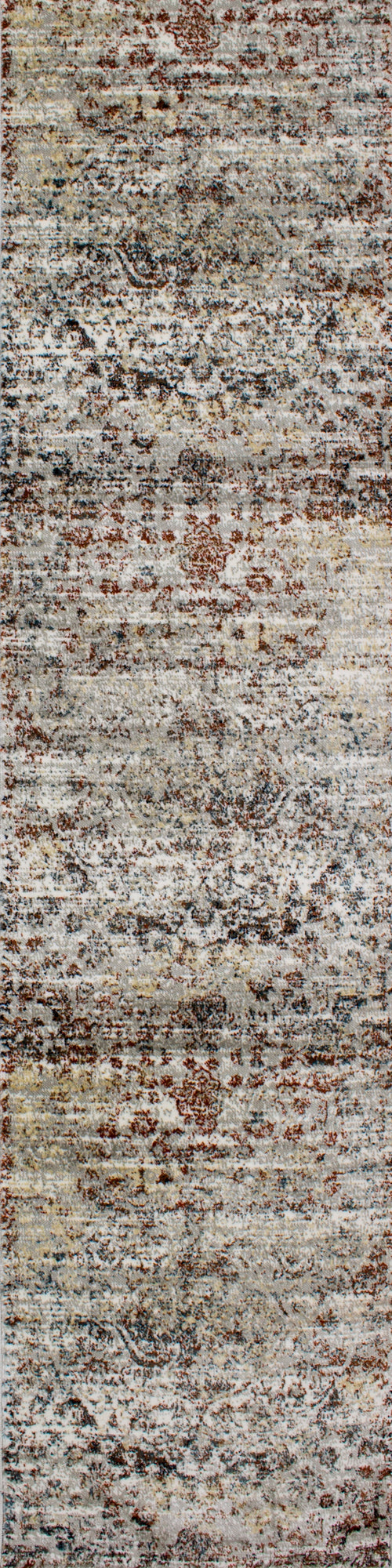 Sidra Cream Orange Faded Emblem Soft Touch Rug - Furniture Depot