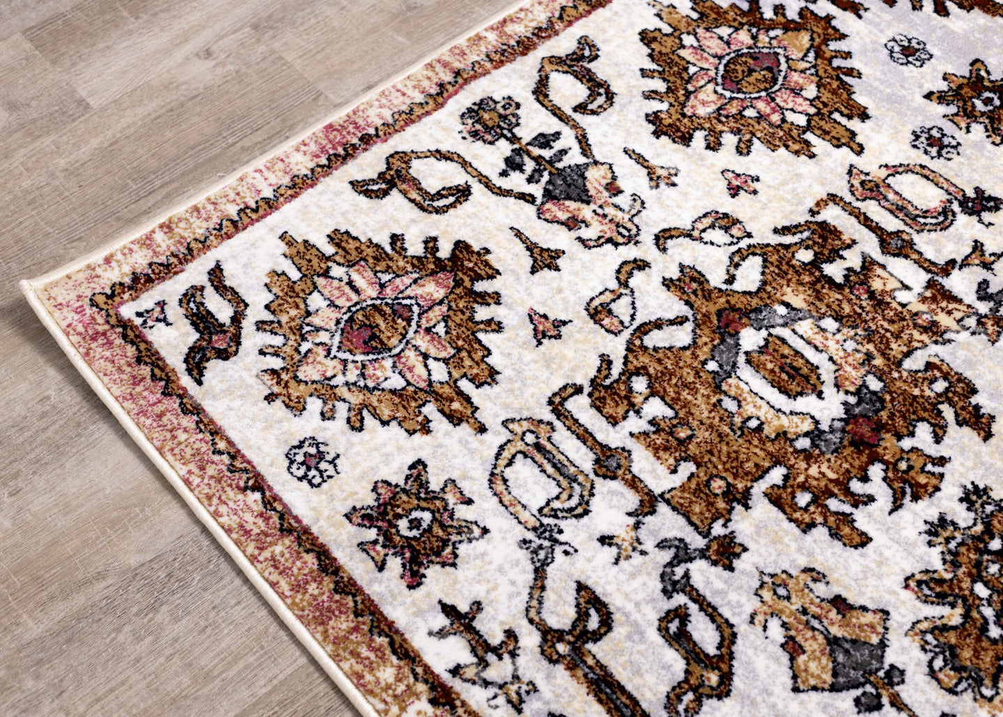 Sidra Cream Orange Beige Traditional Rug - Furniture Depot