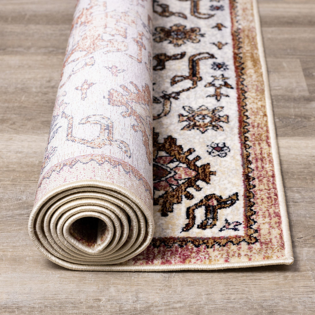 Sidra Cream Orange Beige Traditional Rug - Furniture Depot