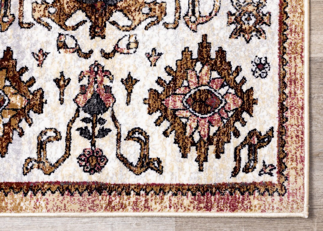 Sidra Cream Orange Beige Traditional Rug - Furniture Depot