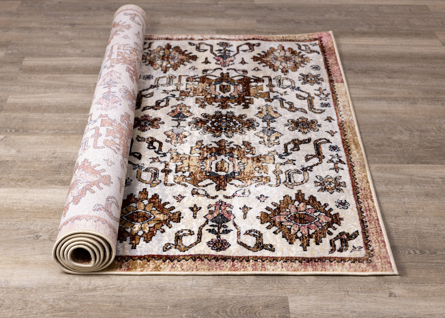 Sidra Cream Orange Beige Traditional Rug - Furniture Depot