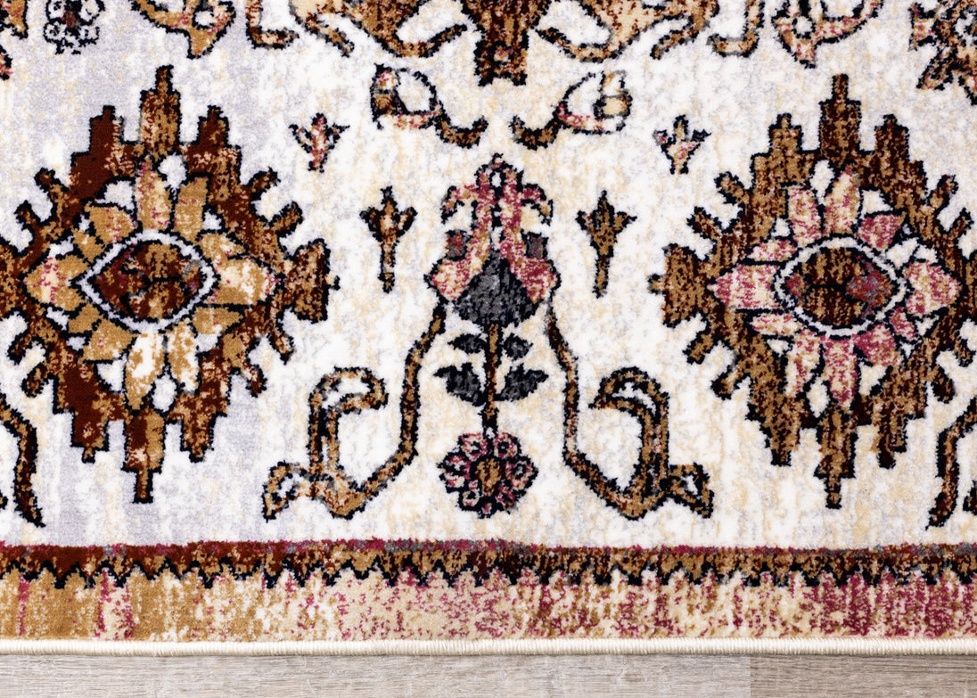 Sidra Cream Orange Beige Traditional Rug - Furniture Depot