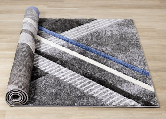 Soho Grey Black Blue Solid Point Rug - Furniture Depot